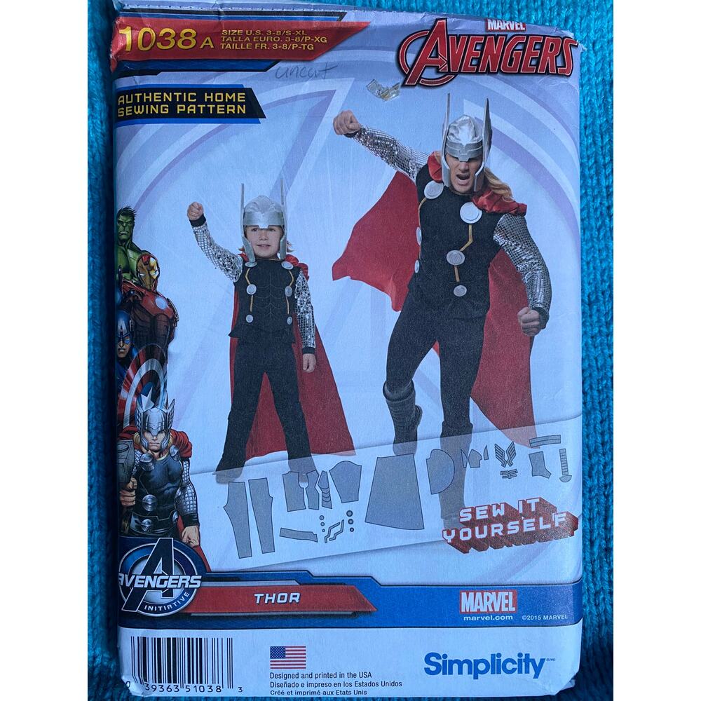 Simplicity Sewing pattern 1038 adult kids Thor costume